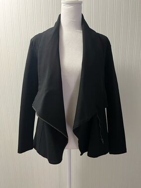 Olivaceous Black Draped Open Front Blazer